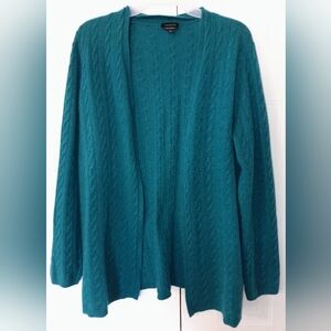 Talbots Pure Cashmere Teal Cardigan 100% Cashmere Size L